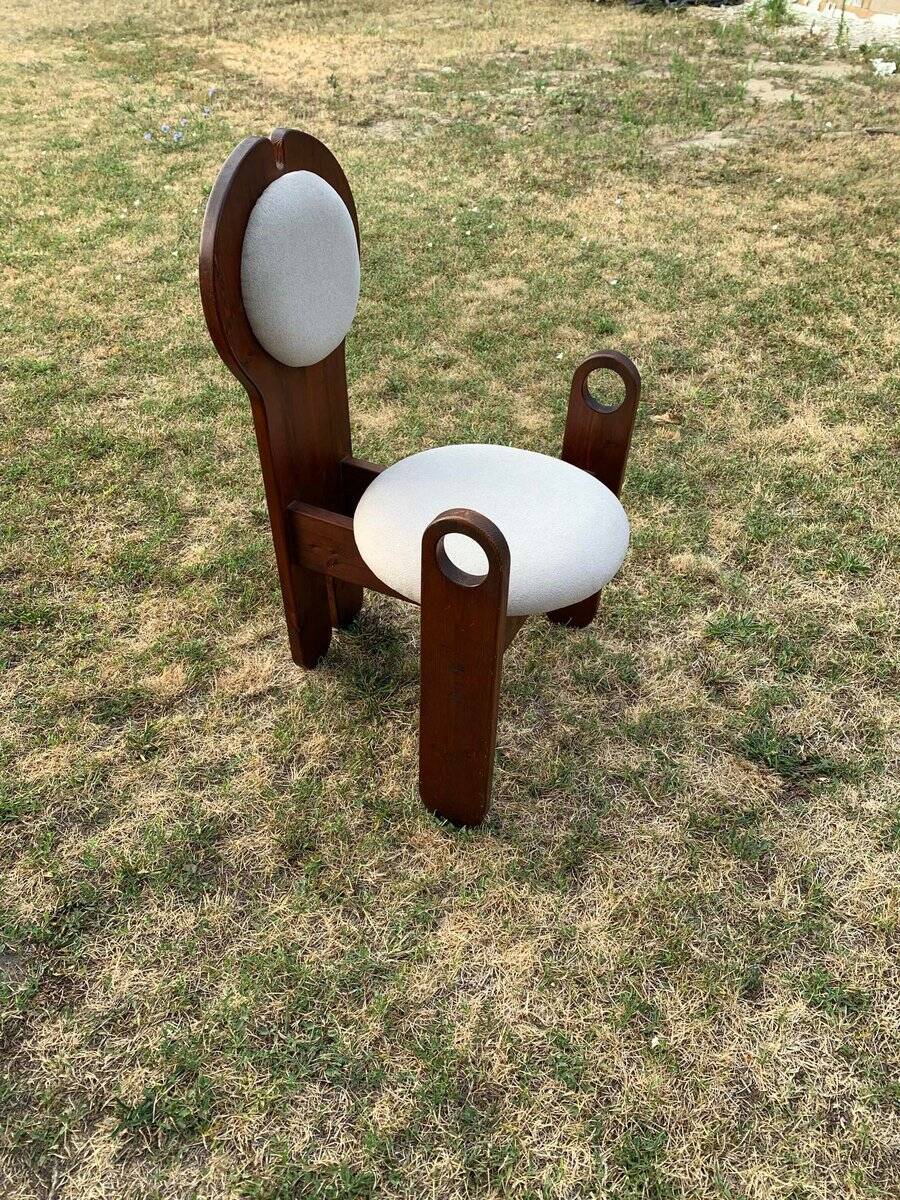 Vintage brown wooden dining chair by Szedleczky, 1970s design.