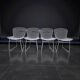 Vintage white wire chair in Bertoia style