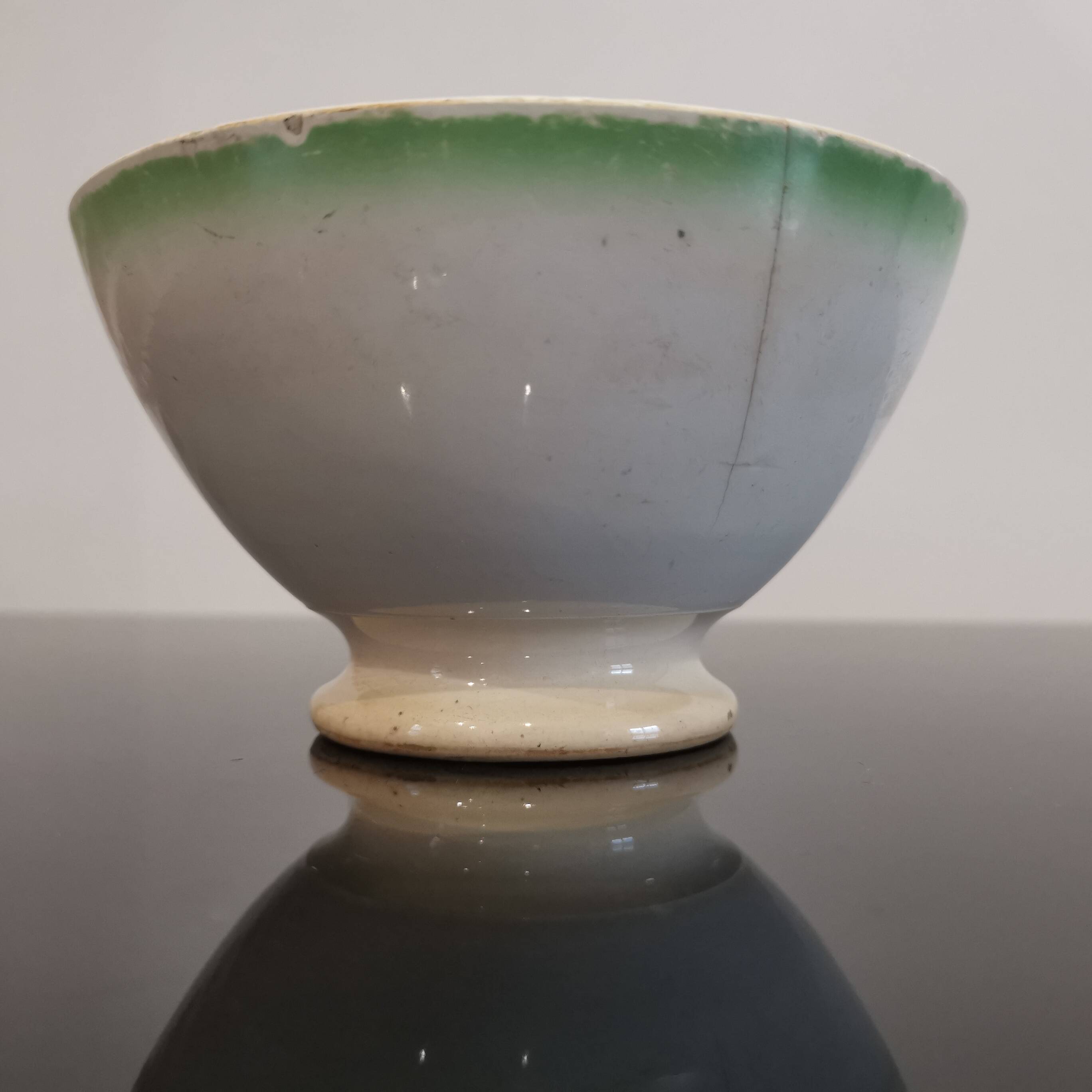 Old porcelain bowl "Moulin des loups" ceramics from Saint-Amand