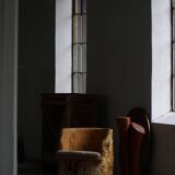 Chaise Brutaliste en Tronc Massif & Assise en Laine D'Agneau, Moderne Du Milieu Du Siècle Suédois, Années 1960