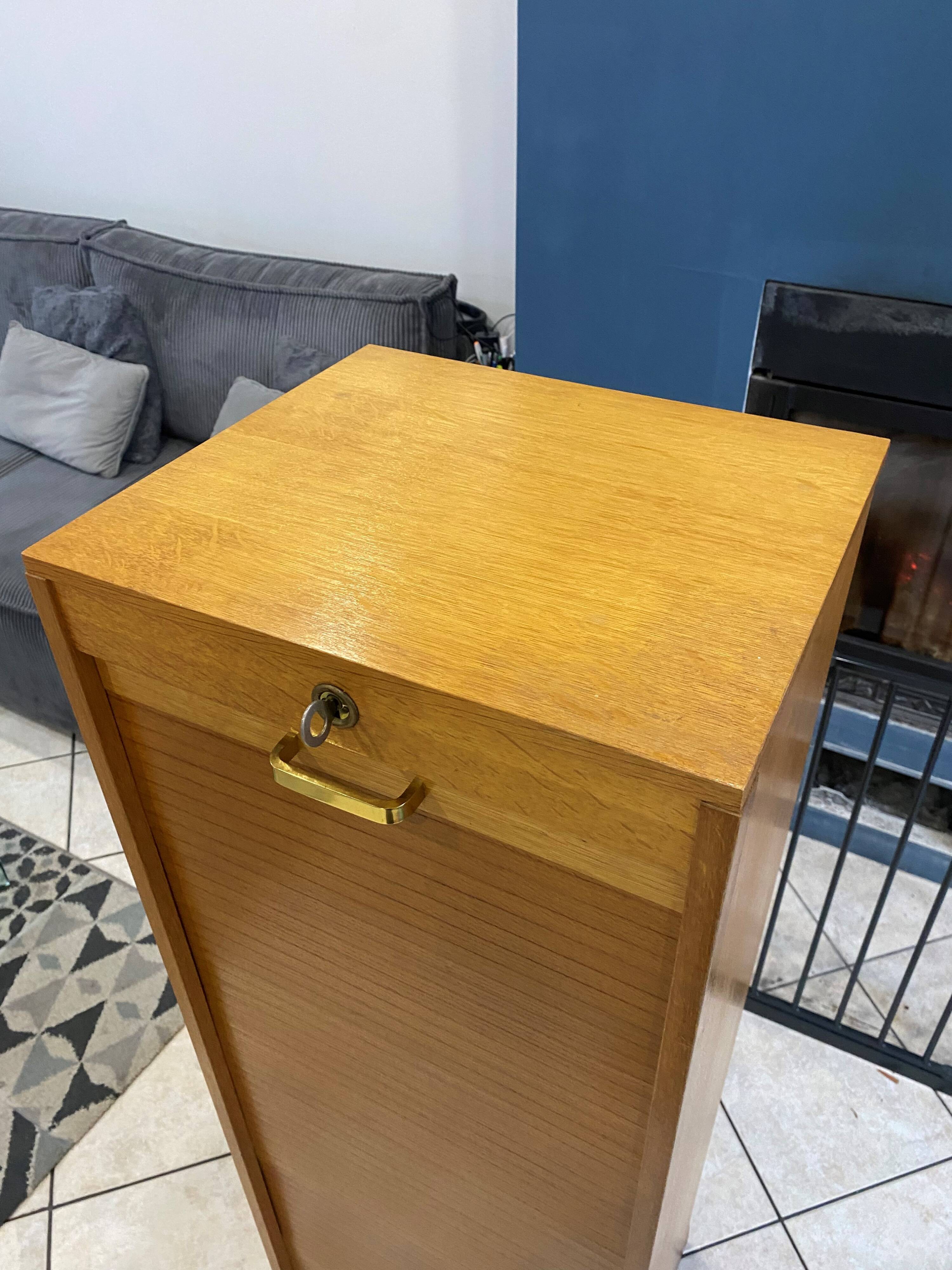 1960s office filing cabinet with curtains