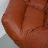 Pouf / Canapé 2 places en cuir patchwork vintage