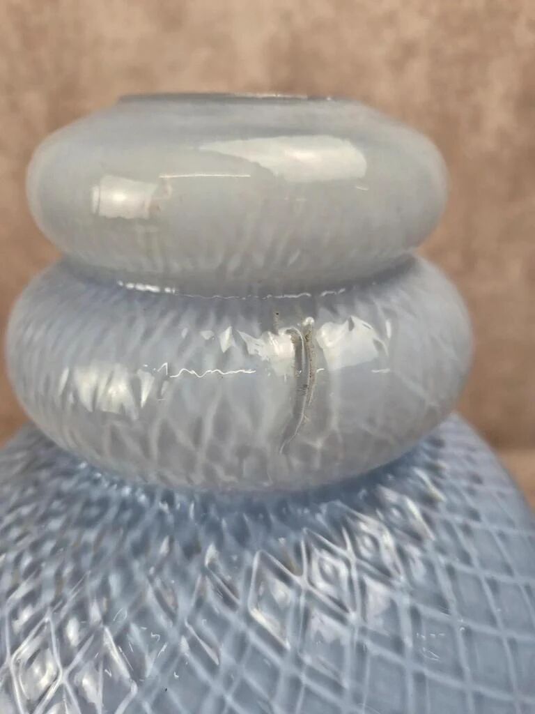 Vintage lampshade in light blue opaline glass – textured milky glass