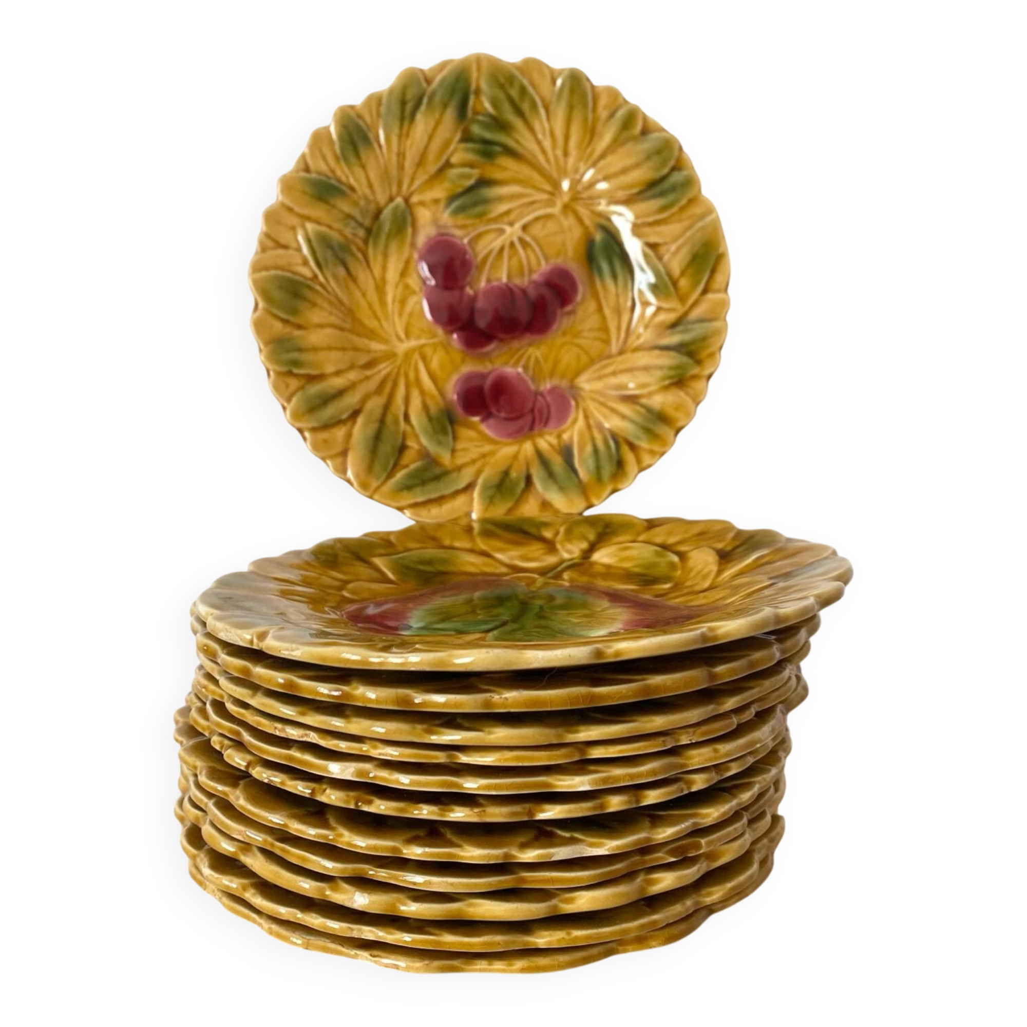 12 dessert plates in Sarreguemines slip