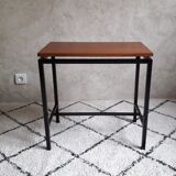 Side table or console teak and vintage metal