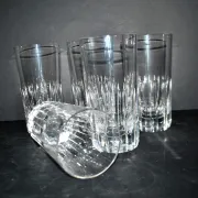 Baccarat lot of 5 Rotary glasses whisky long drink cut crystal signed