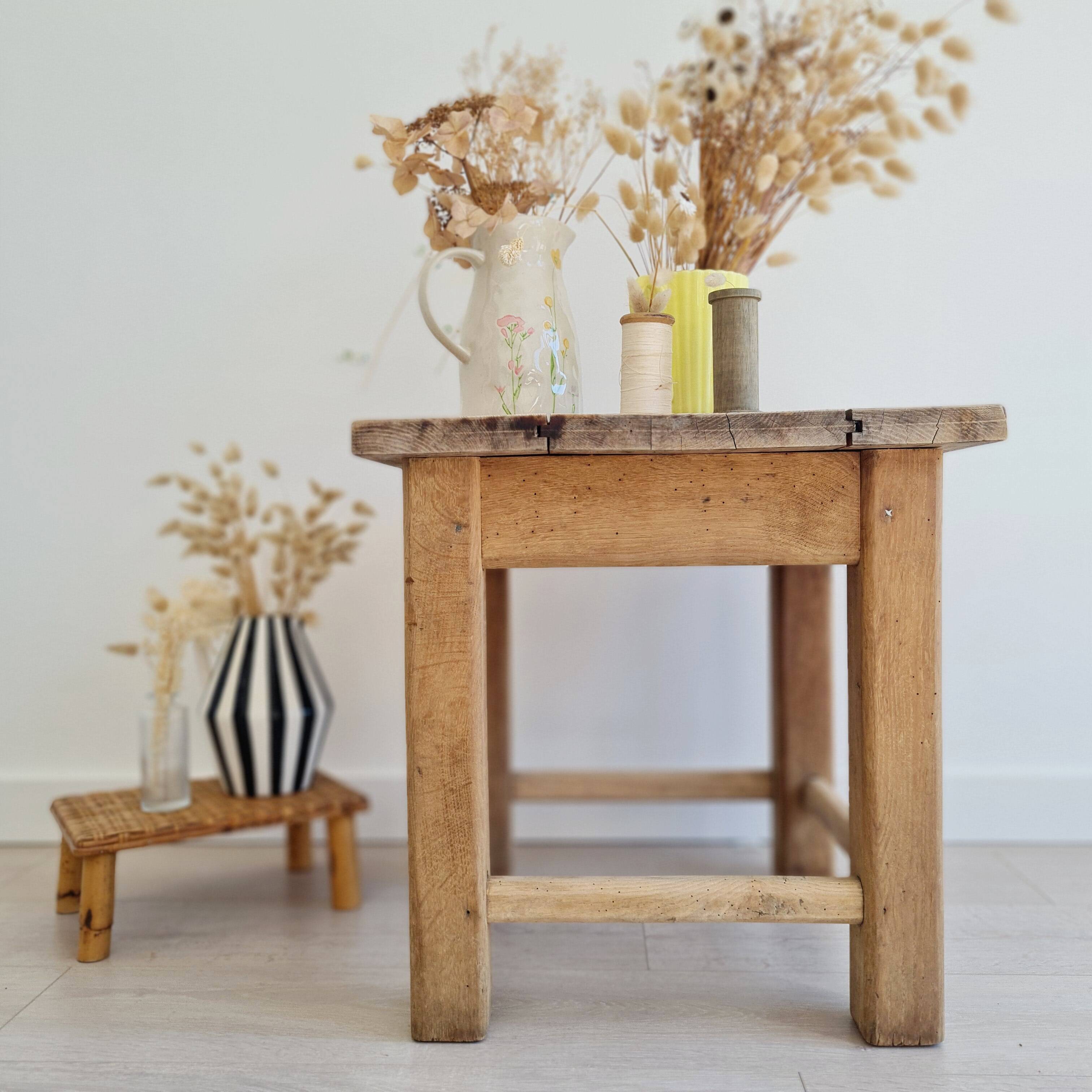 Brutalist table - oak side table