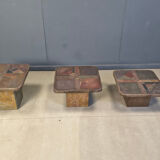 Vintage brutalist slate stone nesting tables by Design Studio Stam, 1990s