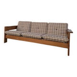 Vintage 3-seater pine sofa, Brutalist style, 1980s