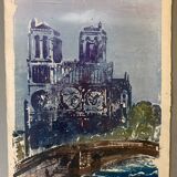 Monotype Bleu  Notre Dame de Paris Issu de collection privé