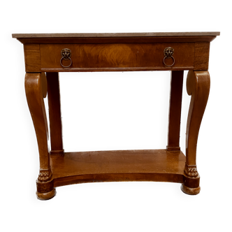 Empire console in walnut and marble top XIX century