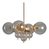 Glass and brass chandelier, Jaroslav Bejvl, 1970s, Czechoslovakia