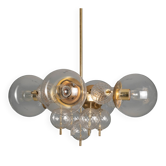 Glass and Brass Chandelier, Jaroslav Bejvl, 1970s, Czechoslovakia