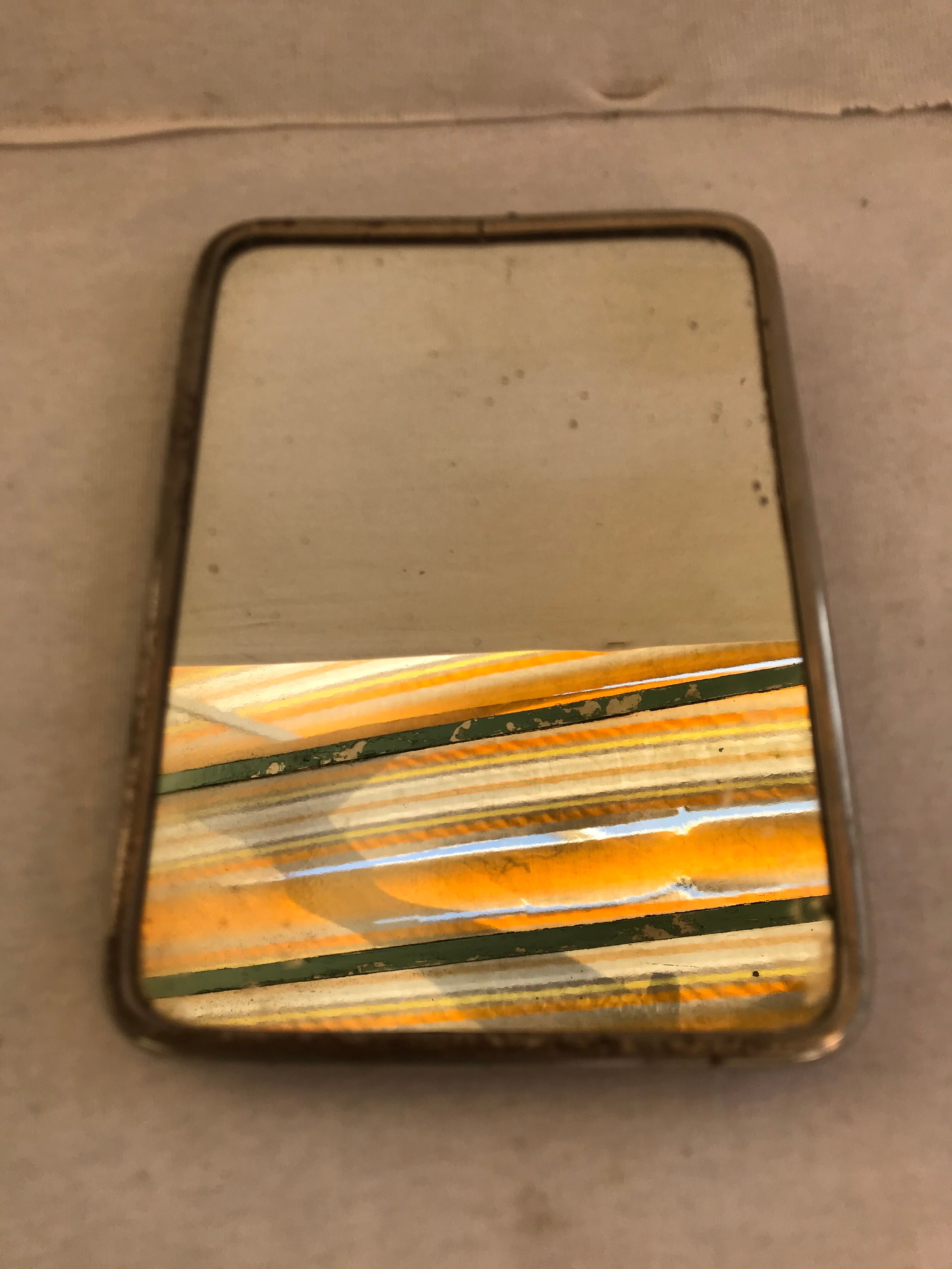 Former mirror barbier contour alu - trépied - brown background vintage decoration