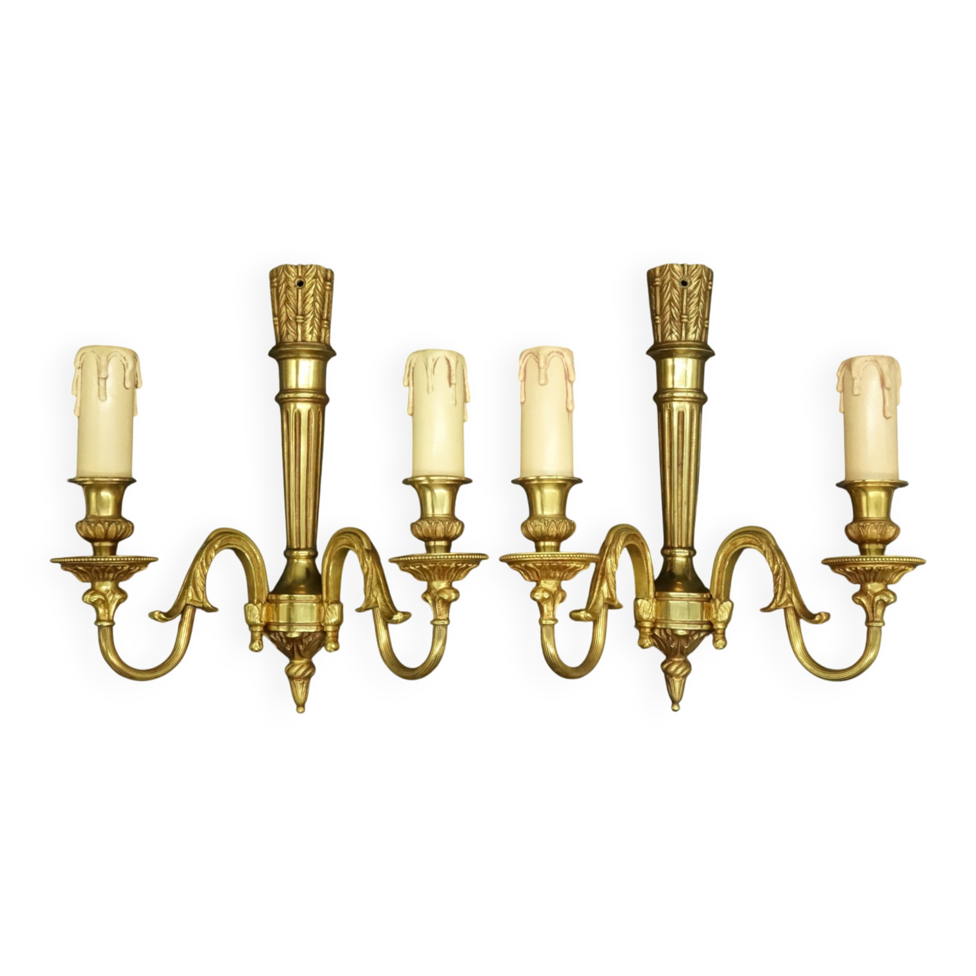Pair of wall sconces in the style of Louis XVI - gilded bronze