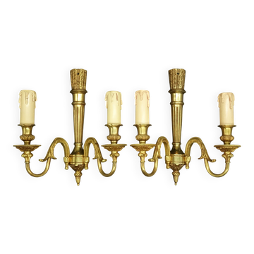 Pair of wall sconces in the style of Louis XVI - gilded bronze