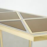 Console chrome laiton verre opalin noir de romeo rega 1970