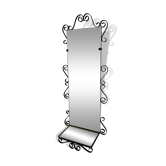 Vintage entrance mirror wrought iron with tablet  38x105cm