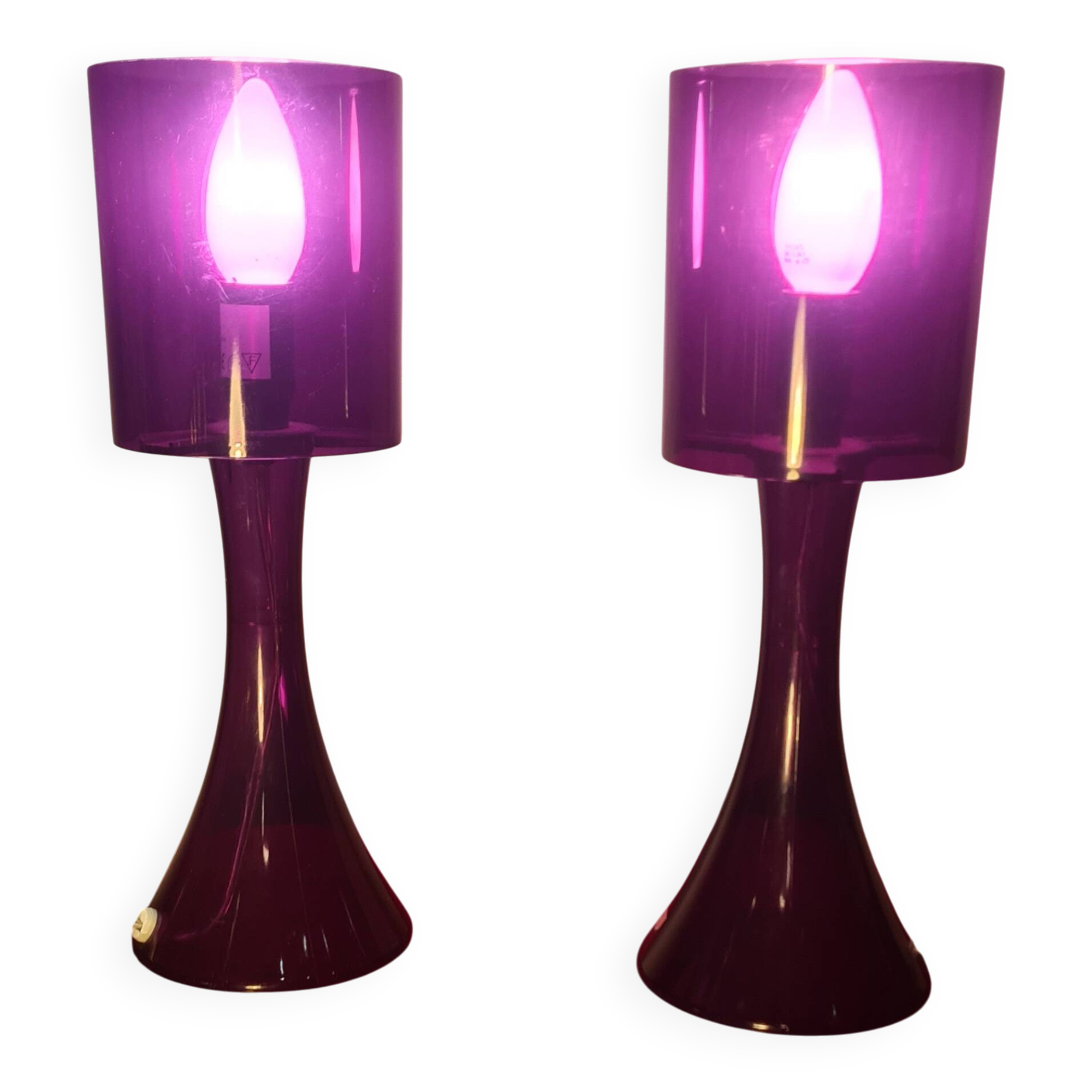 Pair of Vintage Incidence 70s Plexiglas Mood Lamps Height
