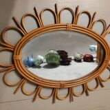 Miroir ovale en rotin, 1960