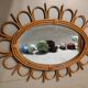 Oval rattan mirror, 1960