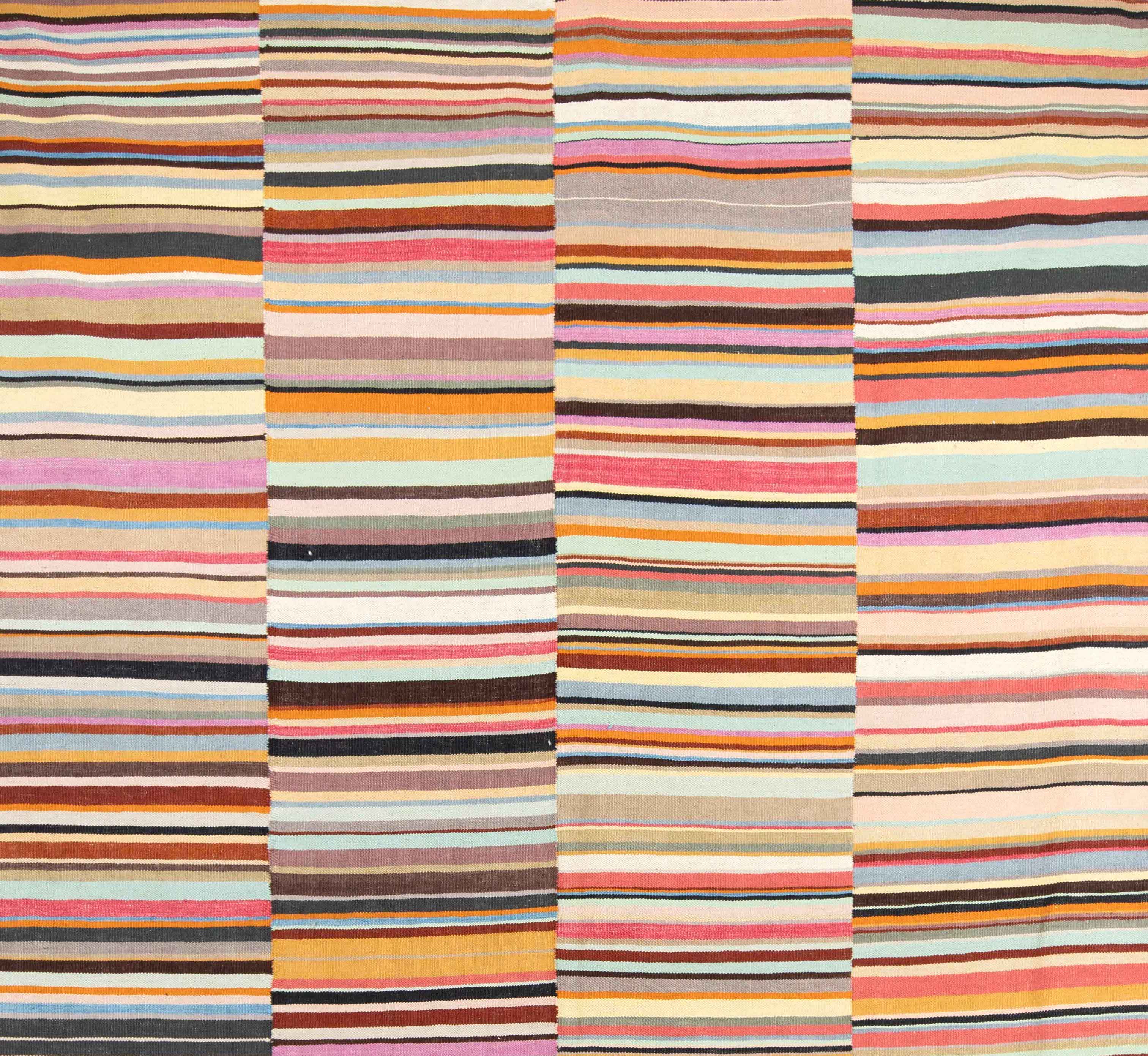 Afghan kilim with colored bands 306 x 235 cm