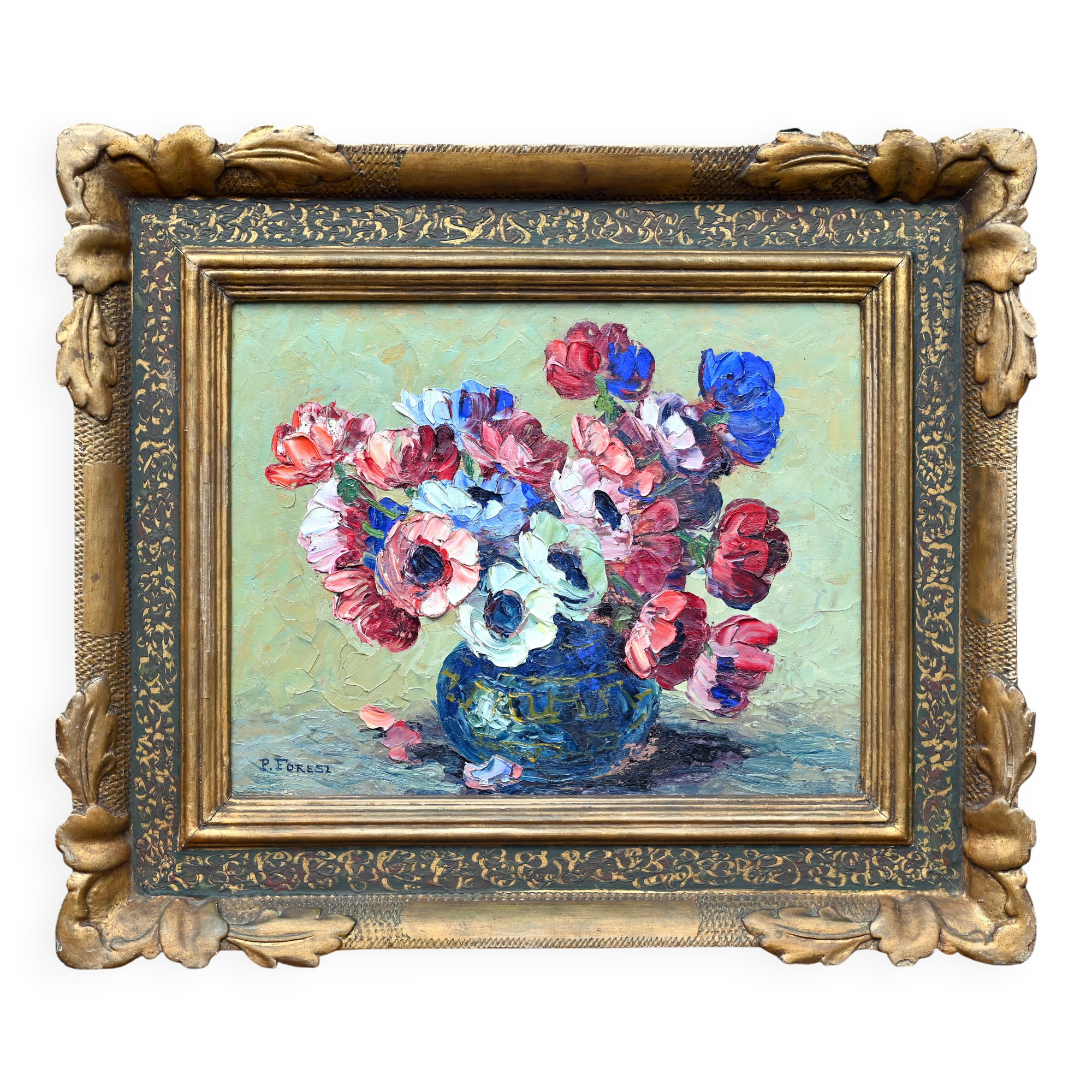 Bouquet of anemones by Pierre Forest (1881-1981), painter from Nice