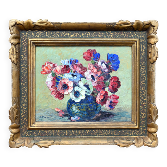 Bouquet of anemones by Pierre Forest (1881-1981), painter from Nice
