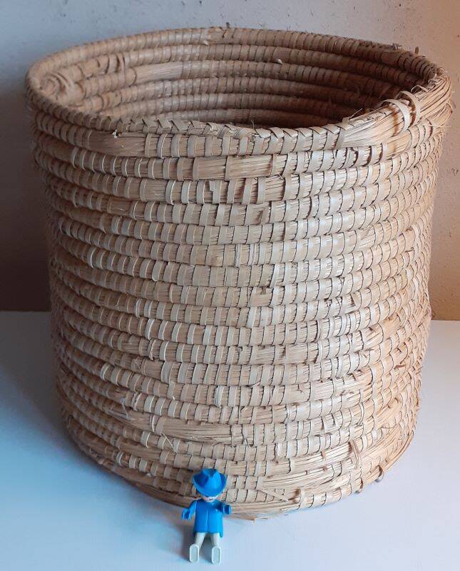 Panière corbeille ronde vintage en paille