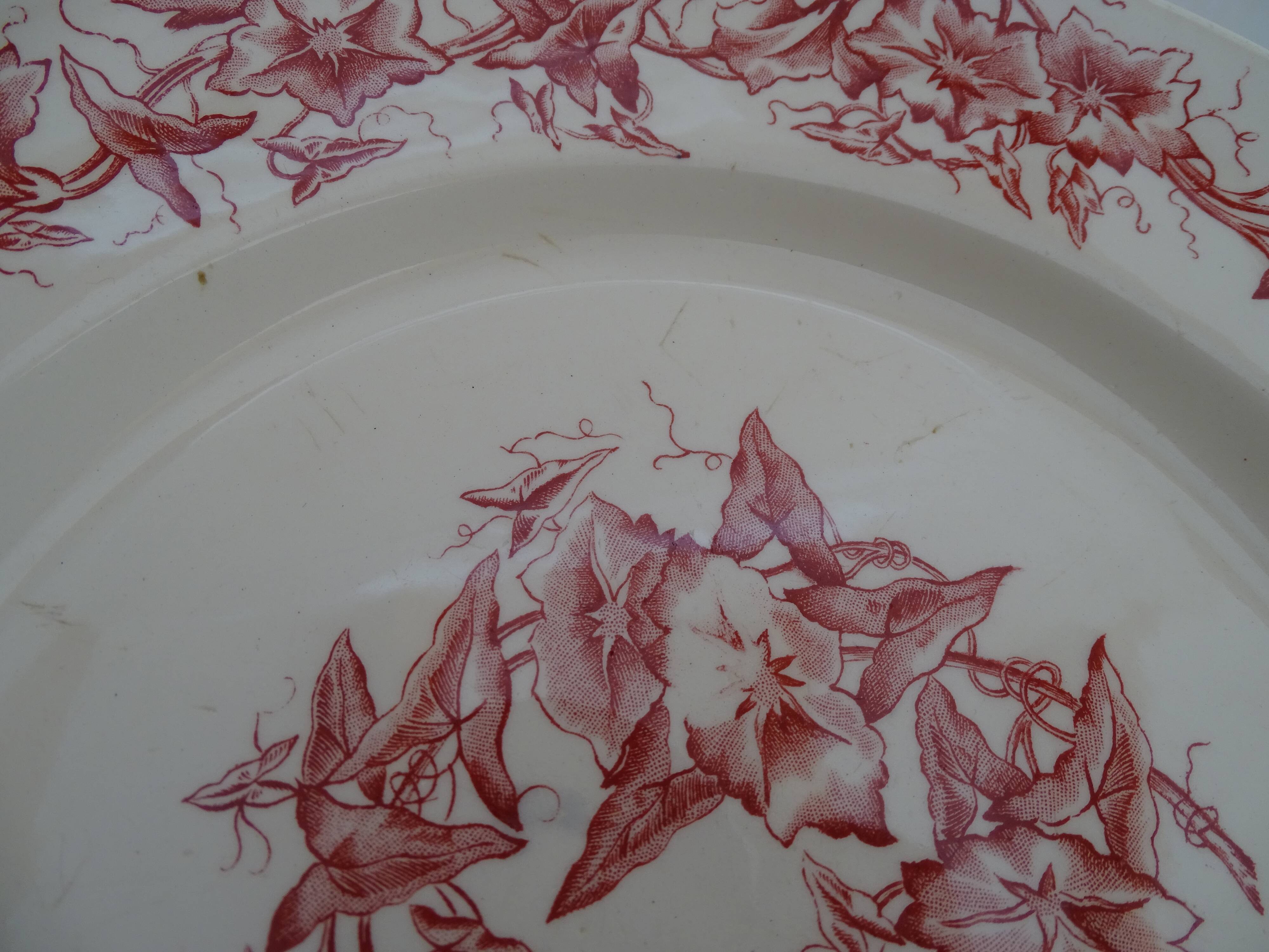 4 old faience plates Lonchamps a fleurs - Lierons - Terre de fer