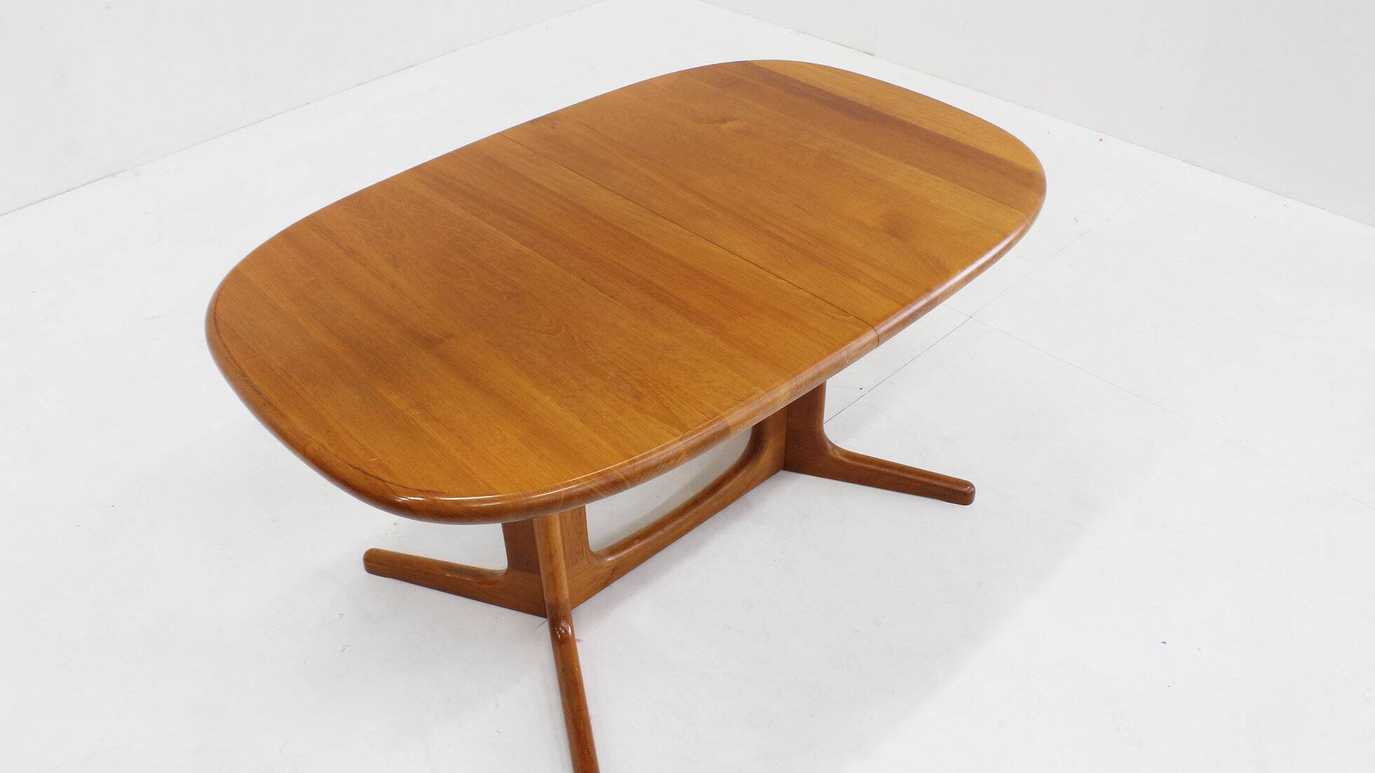 Vintage Glostrup Danish oval extendable dining table solid teak 1960s