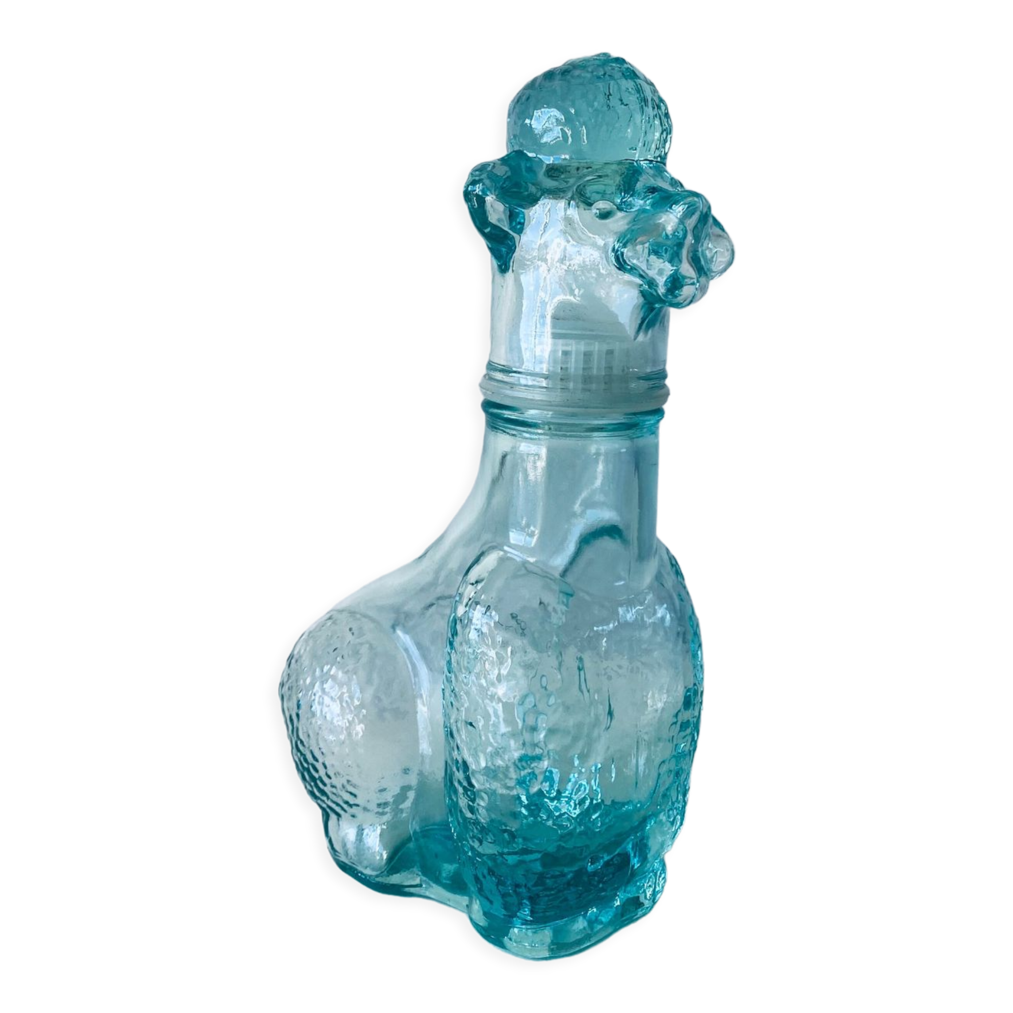 Carafe vintage en verre forme chien caniche