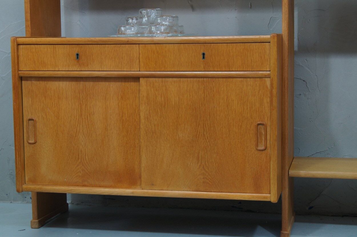 Scandinavian oak modular wall unit, 1960s