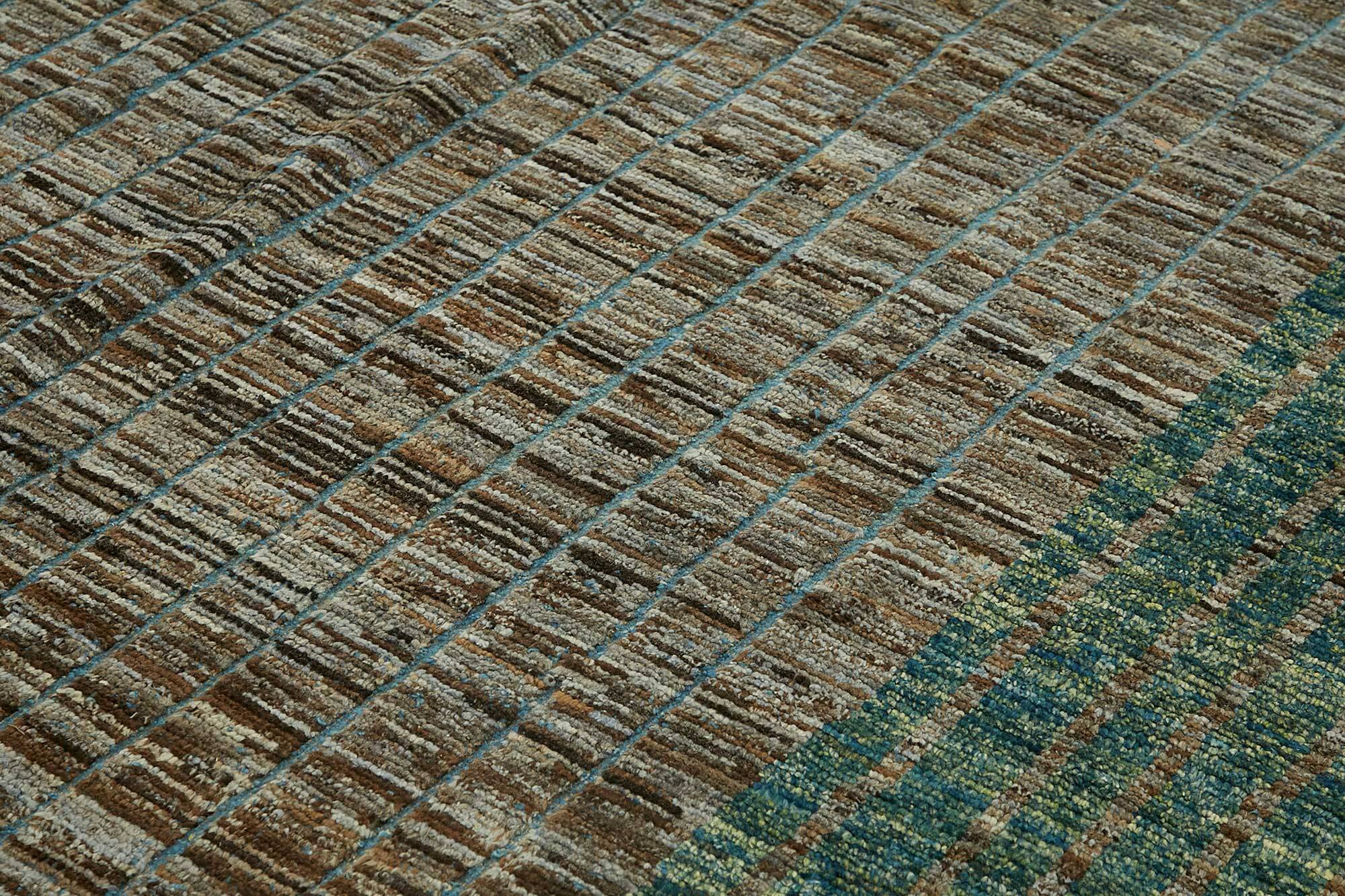 Handmade Tribal Decorative 323 cm x 425 cm Green Wool Carpet