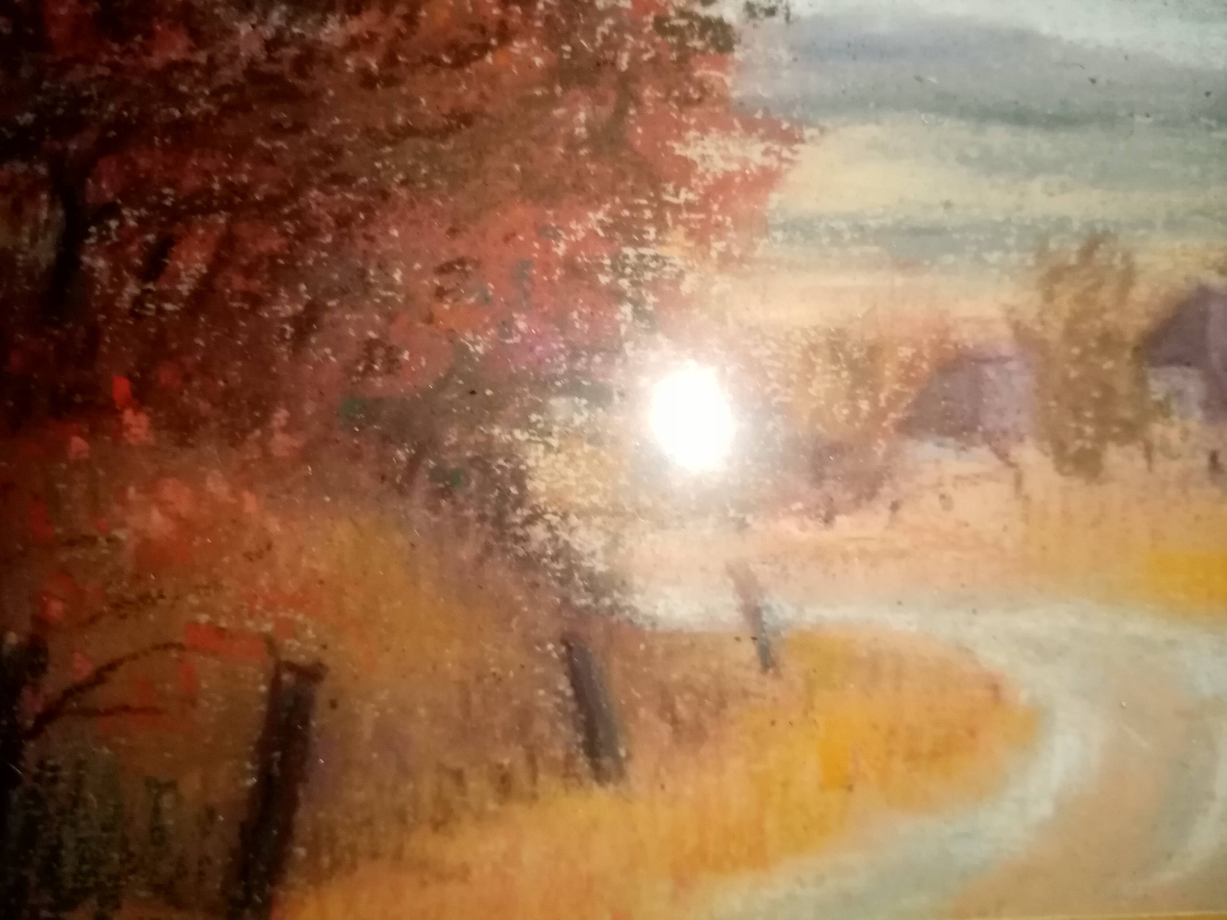 Old pastel painting of Vosges landscape signed Antoine Dugois