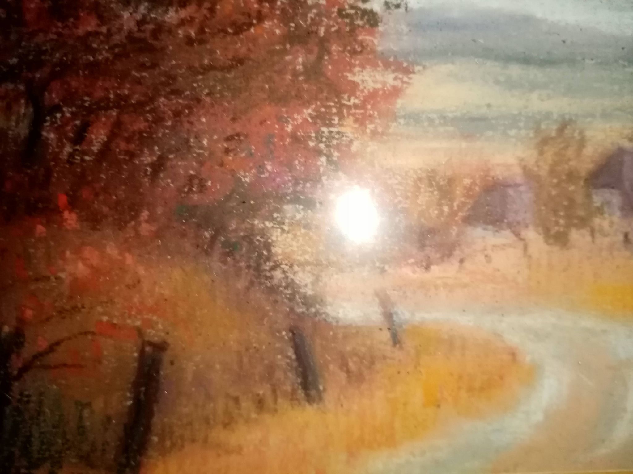 Old pastel painting of Vosges landscape signed Antoine Dugois