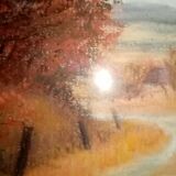 Ancien tableau au pastel de paysage vosgien signe antoine dugois