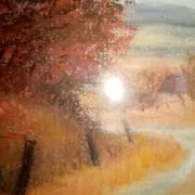 Old pastel painting of Vosges landscape signed Antoine Dugois