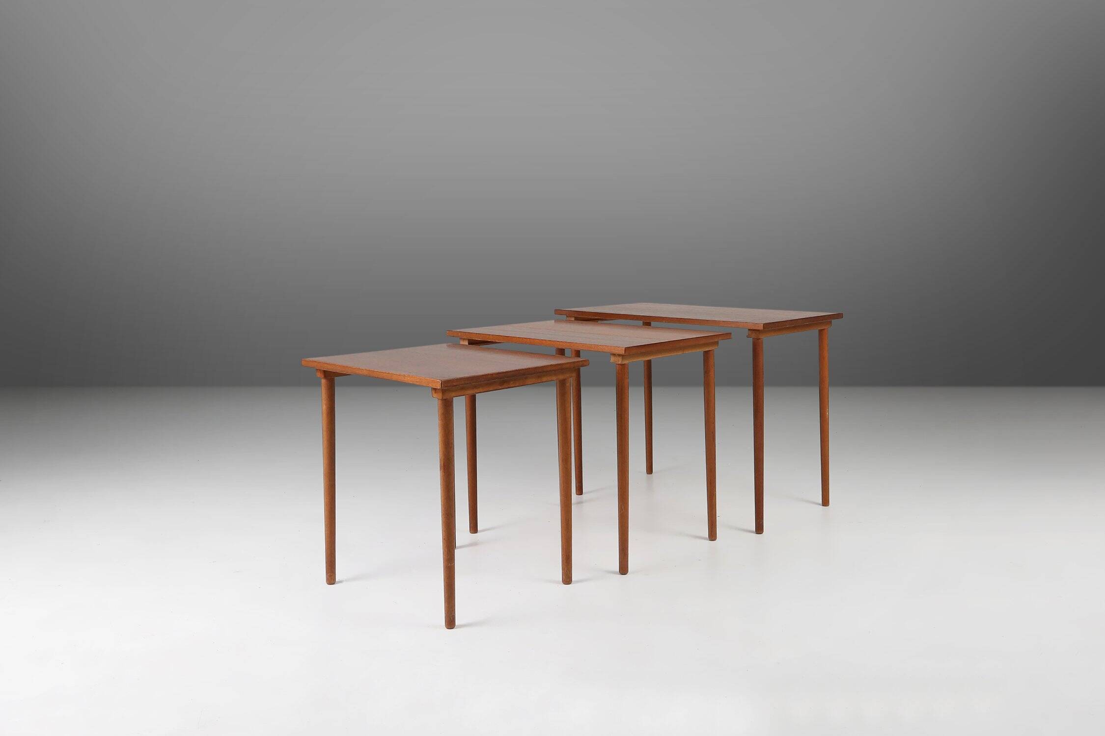 Set of 3 Scandinavian Teak Nesting Tables, Denmark 1960s