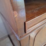 Desk, English writing desk with glass-fronted bookcase