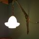 Early 20th century art deco wall lamp with brass bracket and opaline glass shade