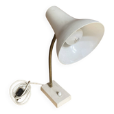 Vintage 1950s Flexible Metal Cream Desk Lamp with Cast Iron Base