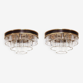 Set of 2 crystal ceiling lamps by Riedinger