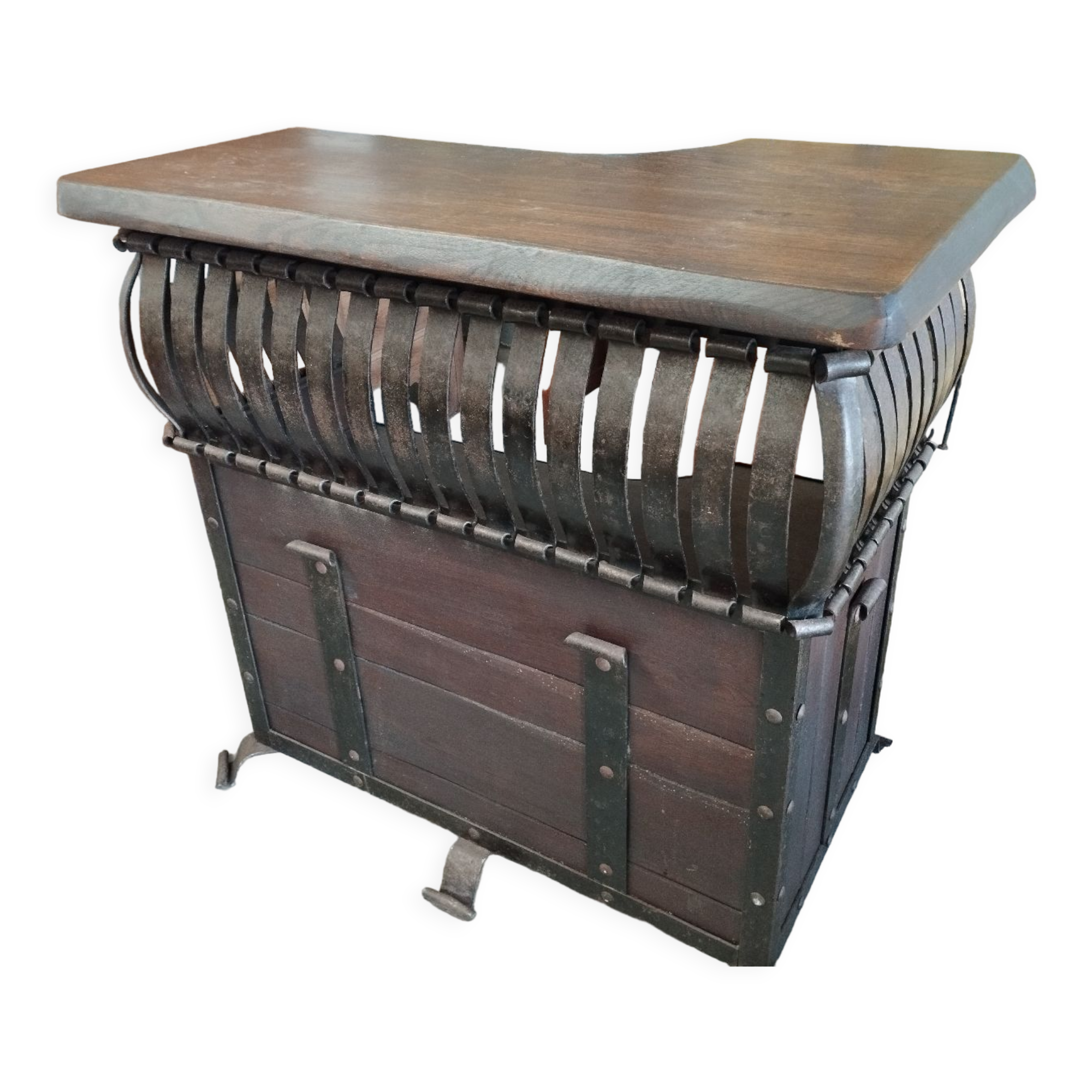 Wood and steel bar counter