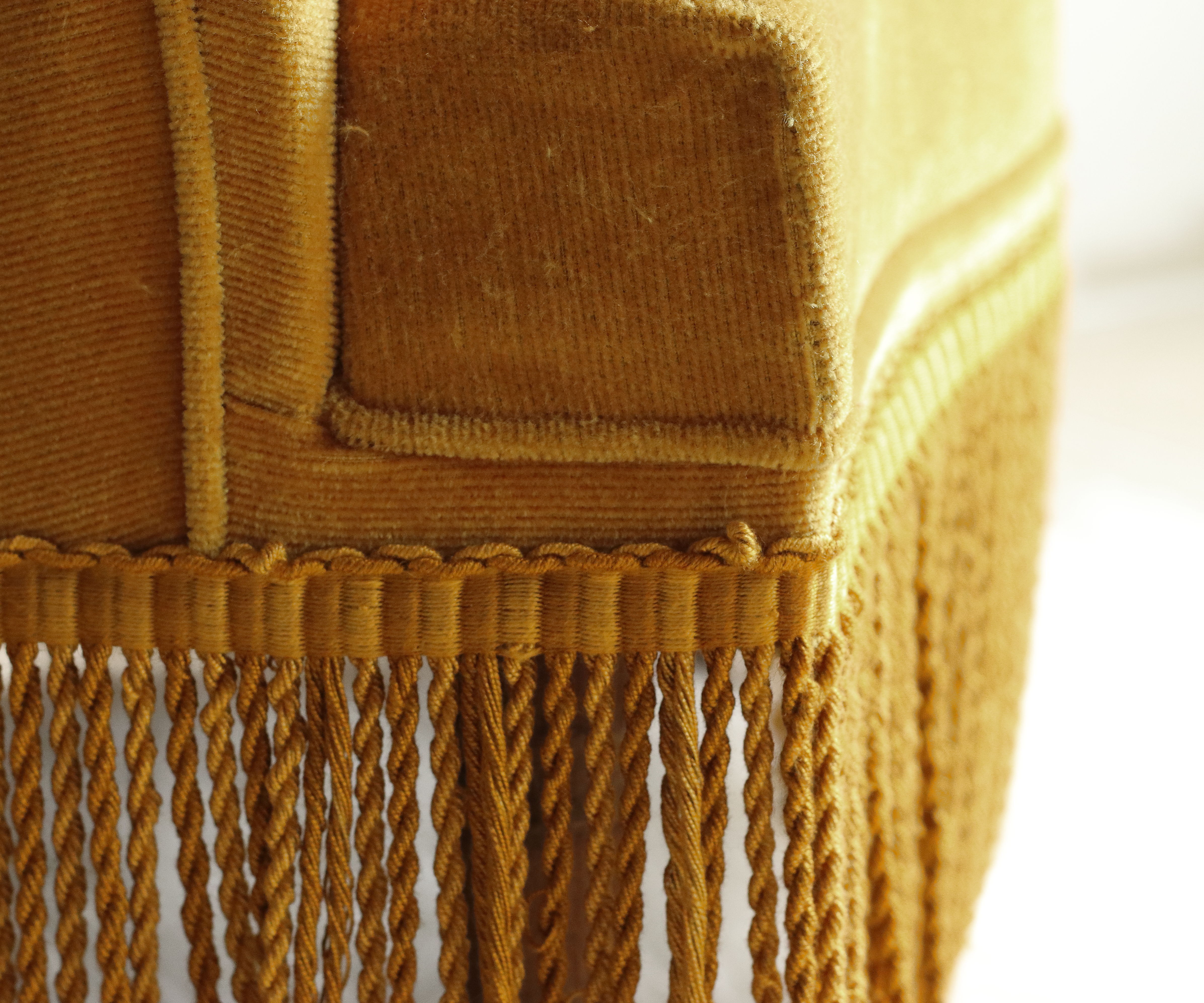 Mustard yellow velvet toad armchair