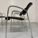 6 black leather and chrome metal chairs Brayton International vintage sa