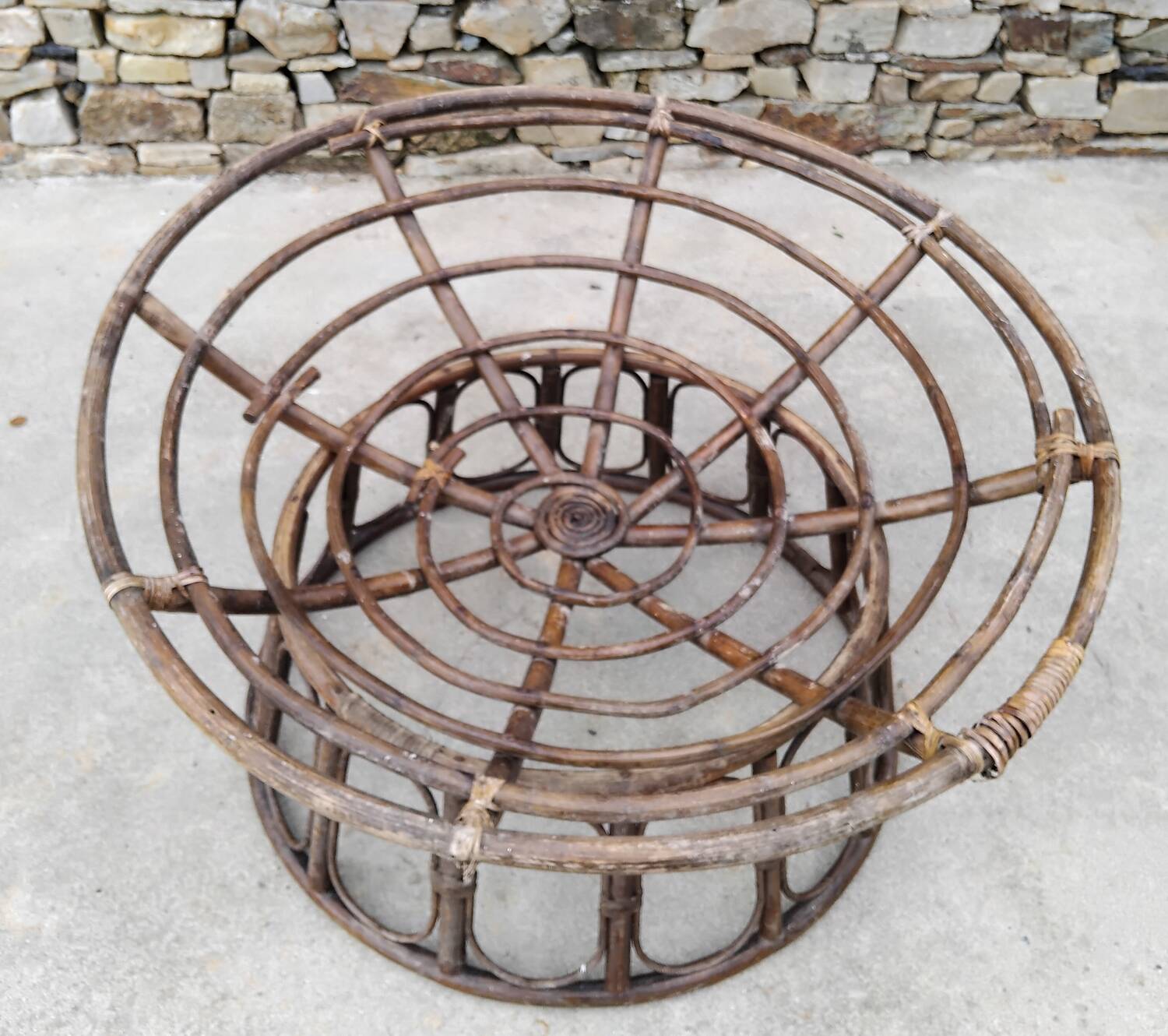 Set of 3 Vintage Rattan Half-Spherical Armchairs