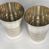 Set of 8 silver-plated metal Art Deco cups