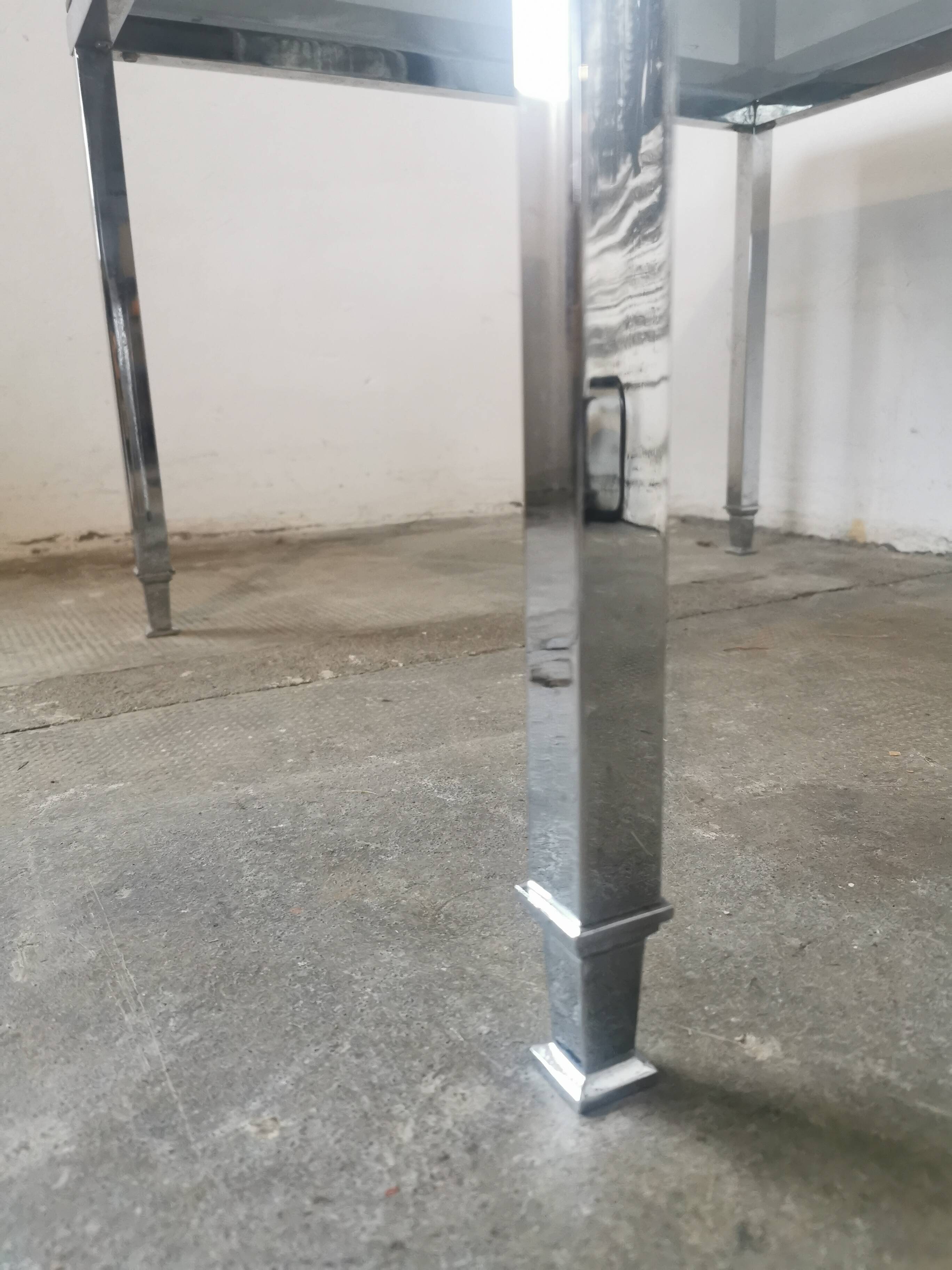Chrome and glass coffee table 1970 Neoclassical style
