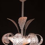 Lustre Art Déco rose Barovier e Toso, verre de Murano, années 1950